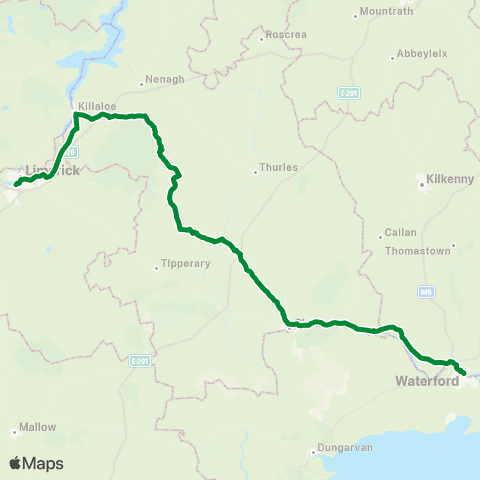 Piltown Coaches Waterford - Limerick map