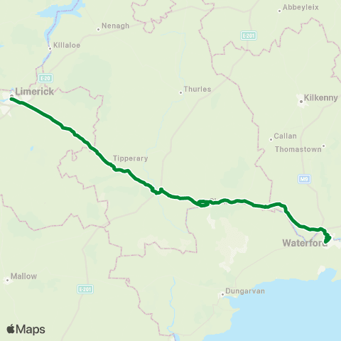 Piltown Coaches Clonmel / Limerick - Waterford map