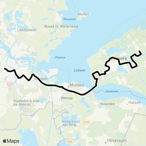 AllGo Lijn N22 (NightGo) A'dam Leidsepl. - Almere Buiten map