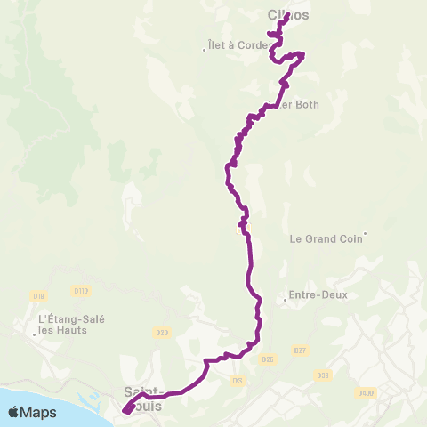 Alternéo Cilaos Ville Gare Saint-Louis map