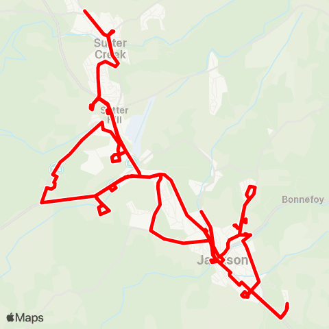 Amador Transit Sutter Creek-Jackson Shuttle map