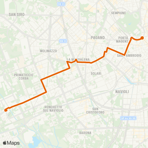 ATM Milano Lorenteggio - Cairoli M1 map