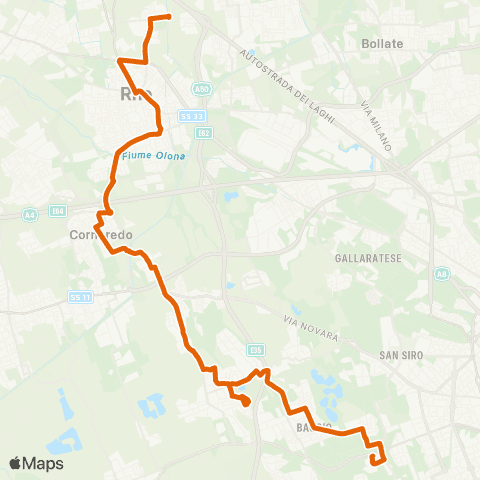 ATM Milano Cornaredo (Artigianato) - Bisceglie M1 map