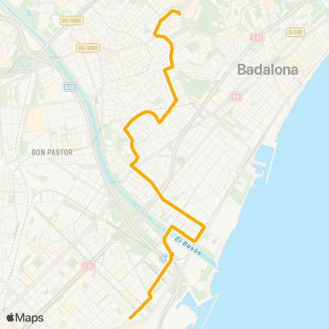 AMB Badalona-Barcelona map