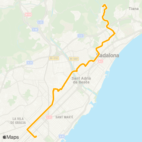 AMB Badalona-Barcelona map