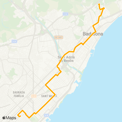 AMB Badalona-Barcelona map