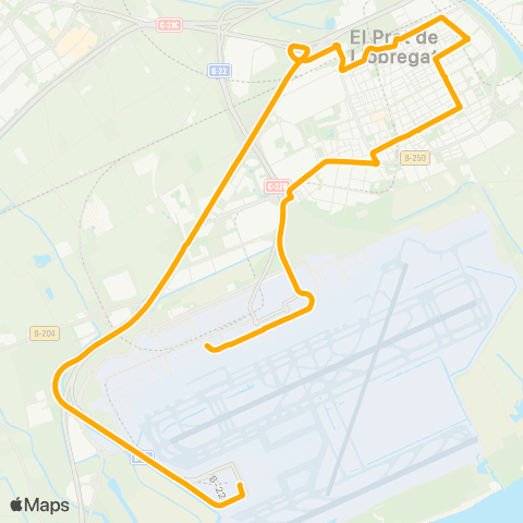 AMB Aeroport T1-Aeroport T2 map