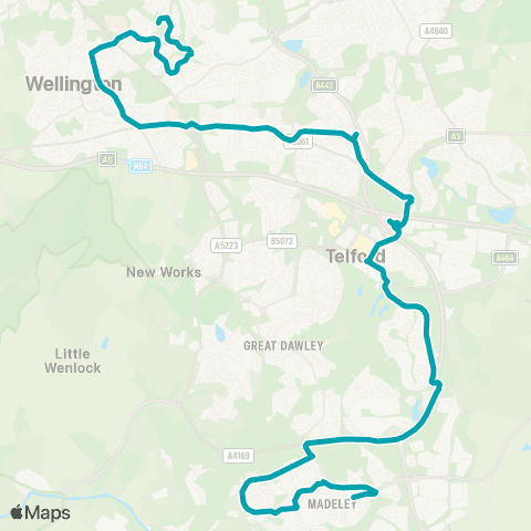 Arriva Midlands Apley Wood School - Madeley Centre map