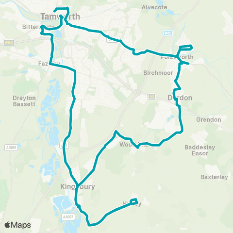 Arriva Midlands Asda Store - Corporation St map