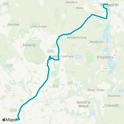 Arriva Midlands The Square Peg - Corporation St map