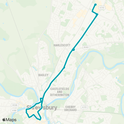 Arriva Midlands Harlescott P&R - Harlescott P&R map