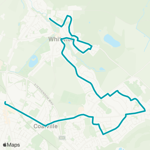 Arriva Midlands Oakham Drive - Memorial Square map