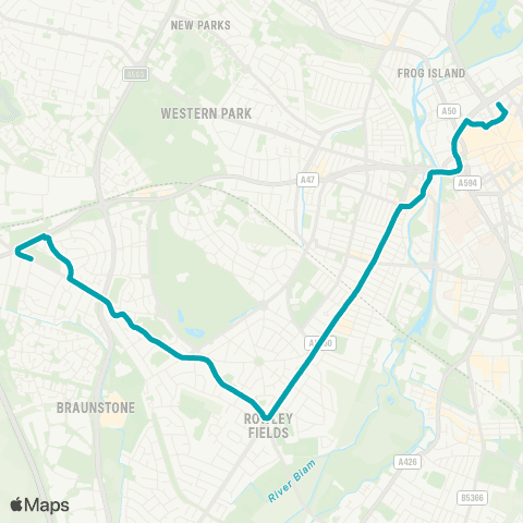 Arriva Midlands Holmfield Av E - St Margaret's Bus Sta map