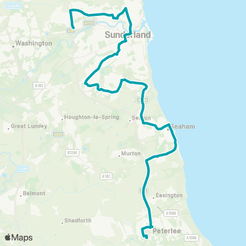 Arriva North East E Durham Coll / Campus - Ferryboat Ln-Business Pk map