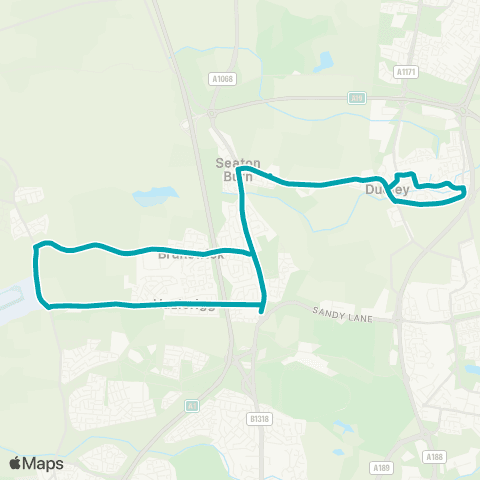 Arriva North East Great N Road-Cemetery - Gosforth Academy map