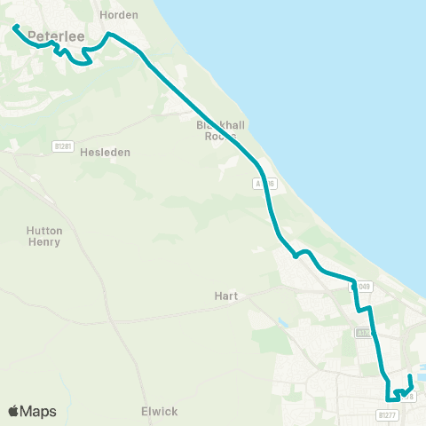 Arriva North East National Museum of The Royal Navy - Peterlee Bus Sta Stand E map