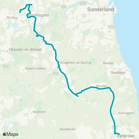 Arriva North East E Durham Coll / Campus - Knoulberry Rd / Shunner Close map