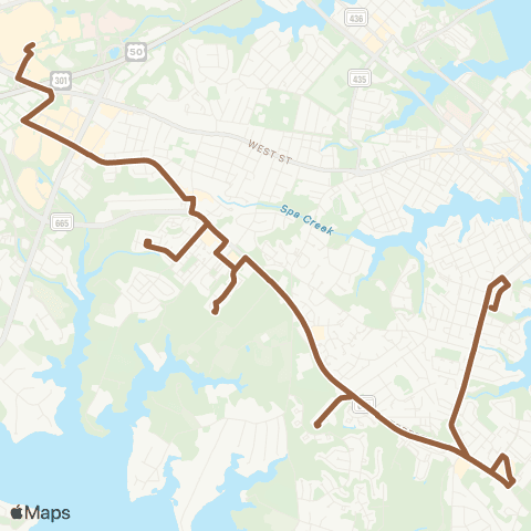 Annapolis Transit Westfield Mall to Eastport map