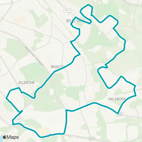 Arriva North West Belle Vale Bus Sta - Belle Vale Bus Sta map