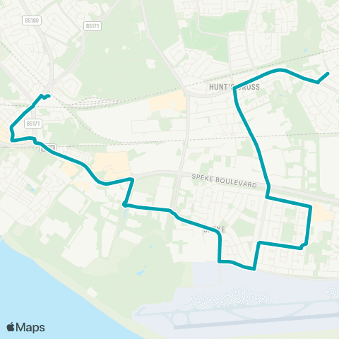 Arriva North West Wood Road - Liverpool South Parkway map