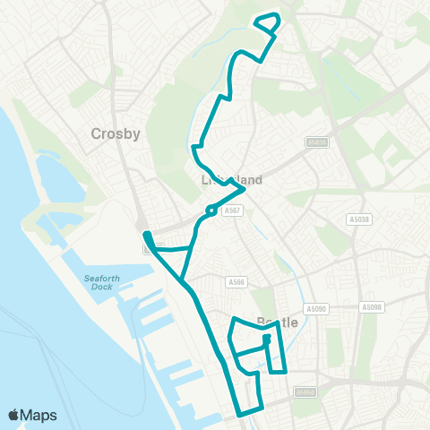 Arriva North West Bootle Bus Sta - Bootle New Strand Sta map