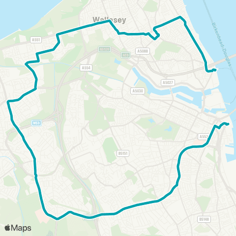 Arriva North West Seacombe Ferry Term - Woodside Interchange map