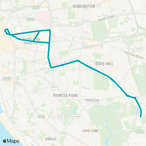 Arriva North West Greenbank Lane - Streatham Avenue map