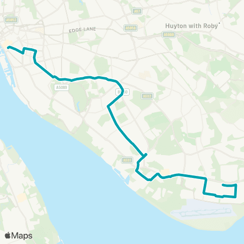 Arriva North West Liverpool John Lennon Airport - Liverpool One map