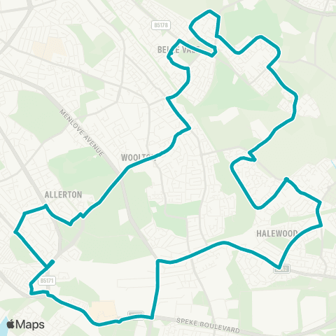 Arriva North West Belle Vale Bus Sta - Belle Vale Bus Sta map