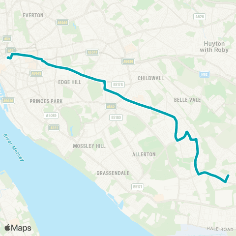 Arriva North West Halewood Shopping Ctr - Queen Square Bus Sta map