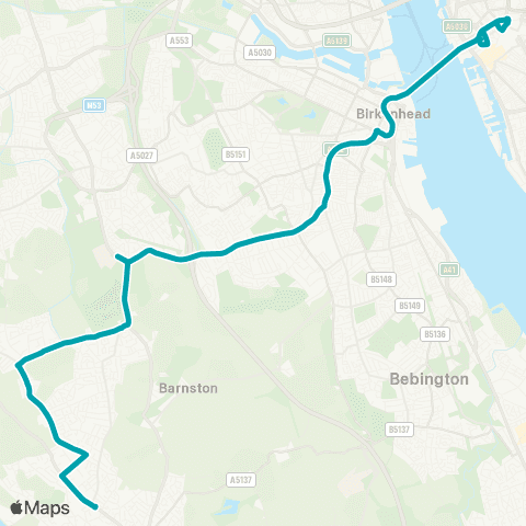 Arriva North West Whitechapel - Heswall Bus Station map