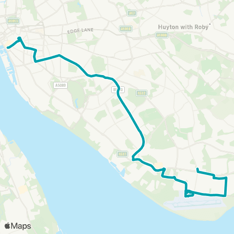 Arriva North West Liverpool One Bus Sta - Liverpool John Lennon Airport map