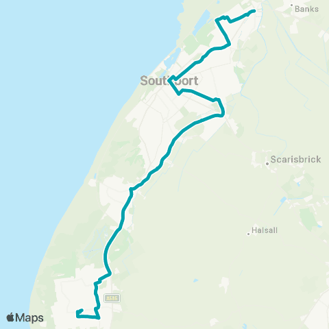 Arriva North West Town Lane - Rufford Road map