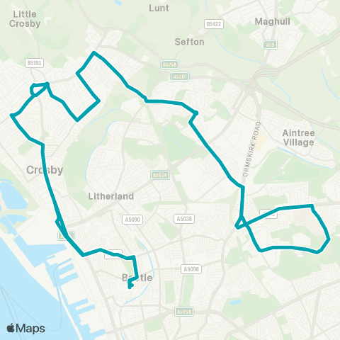 Arriva North West Bootle Bus Sta - Bootle New Strand Sta map