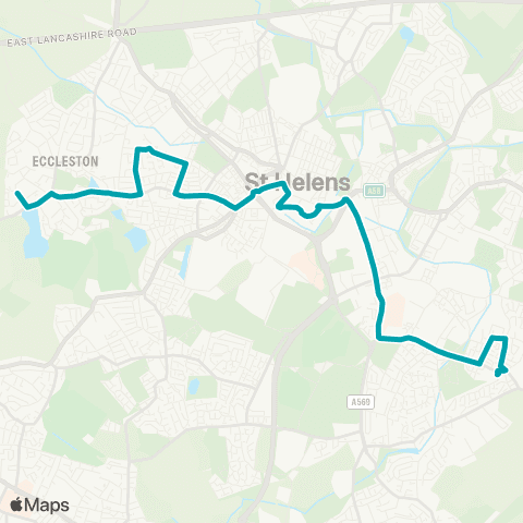 Arriva North West Millwood Av - St Helens Jct Rail Sta map