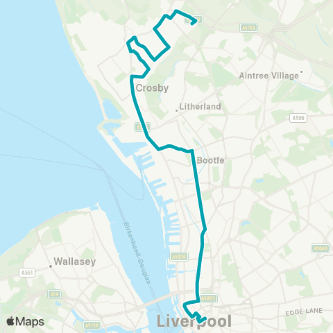 Arriva North West Victoria Street - Masefield Road map