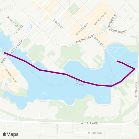 Aquabus Granville Island to Yaletown map