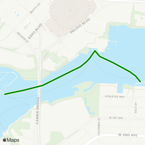 Aquabus Yaletown to The Village map