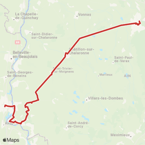 ARA Cars Région Ain Bourg en Bresse-Villefranche / Saône map