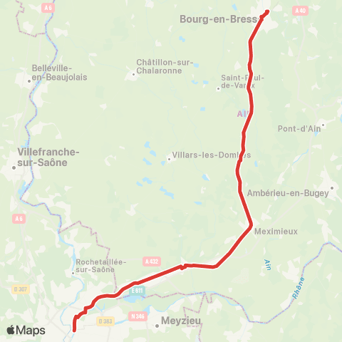 ARA Cars Région Ain Lyon-Bourg en Bresse map