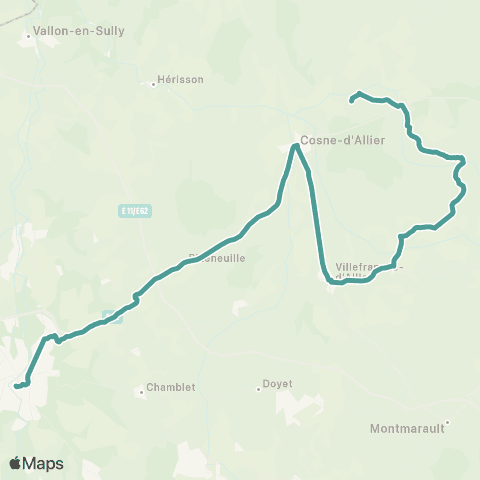 ARA Cars Région Alllier Réservation Buxières - Cosne - Montluçon map