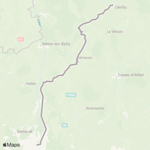 ARA Cars Région Alllier Réservation Cérilly - Montluçon map