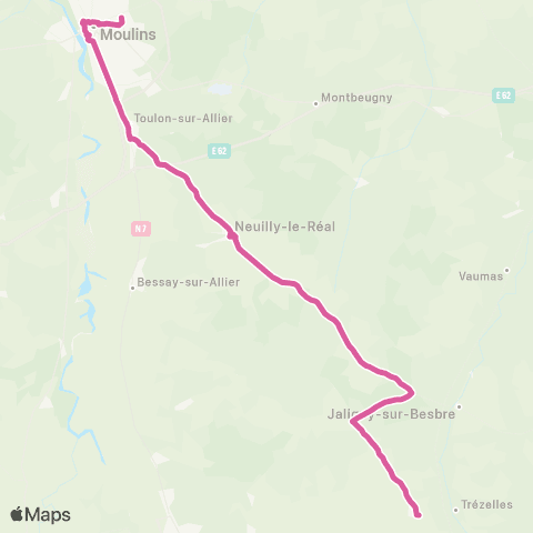 ARA Cars Région Alllier Le Donjon - Jaligny - Moulins map