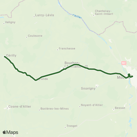 ARA Cars Région Alllier Réservation Lurcy Lévis - Moulins map