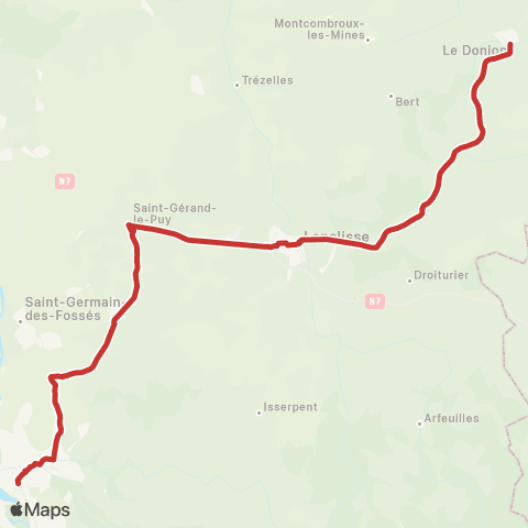 ARA Cars Région Alllier Réservation le Donjon - Lapalisse - Vichy map