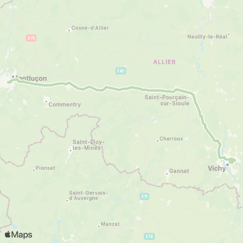 ARA Cars Région Alllier Vichy - Montluçon map