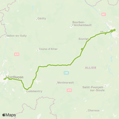 ARA Cars Région Alllier Moulins - Montluçon map