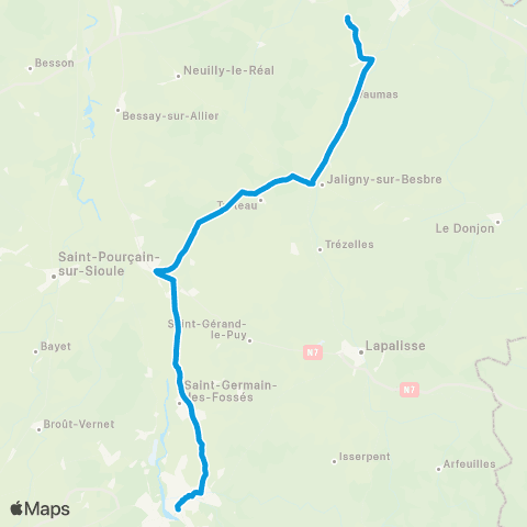 ARA Cars Région Alllier Navette Vichy le Pal map