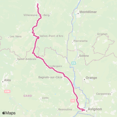 ARA Cars Région Ardèche Aubenas - Vallon - Avignon map