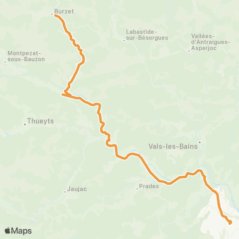 ARA Cars Région Ardèche Burzet - Montpezet - Aubenas map